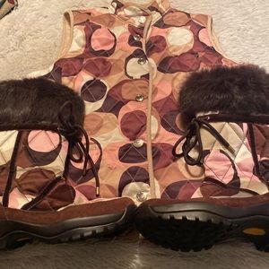 Coach vest and matching Vibram boots